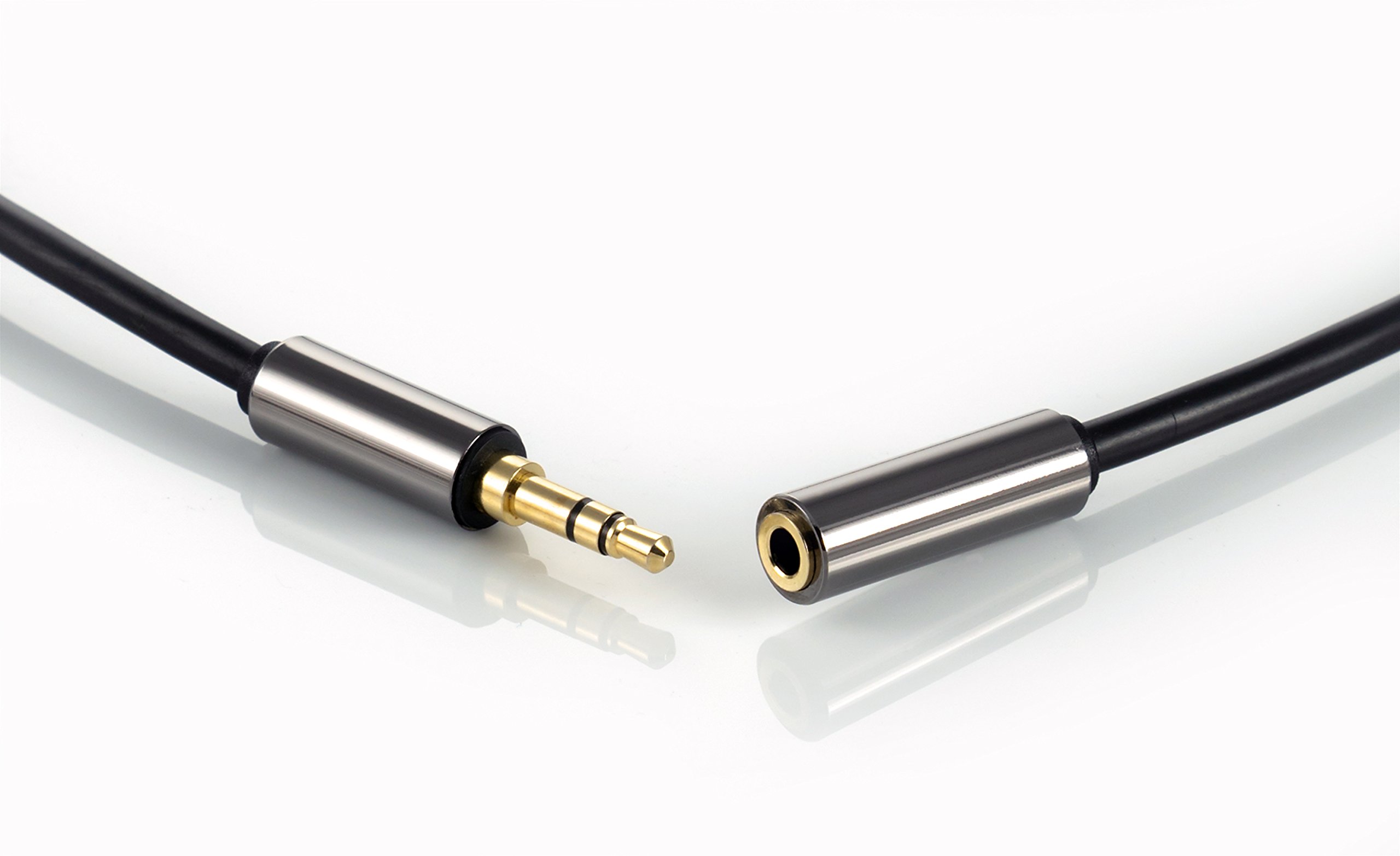 POPPSTAR 0.5m AUX 3.5mm Stereo Audio Lead (Male to Female, Gold-Plated), Headphone/Smartphone/MP3/Car Stereo Extension, Black - Image 3