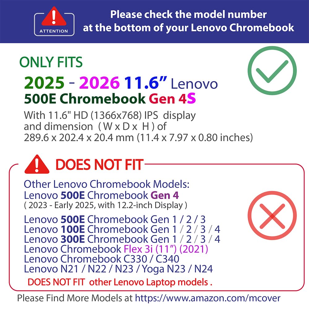 mCover Funda rígida solo compatible con laptop Lenovo 500e Chromebook Gen 4s 2 en 1 de 29.5 cm o posterior (no compatible con ningún otro modelo Lenovo), transparente