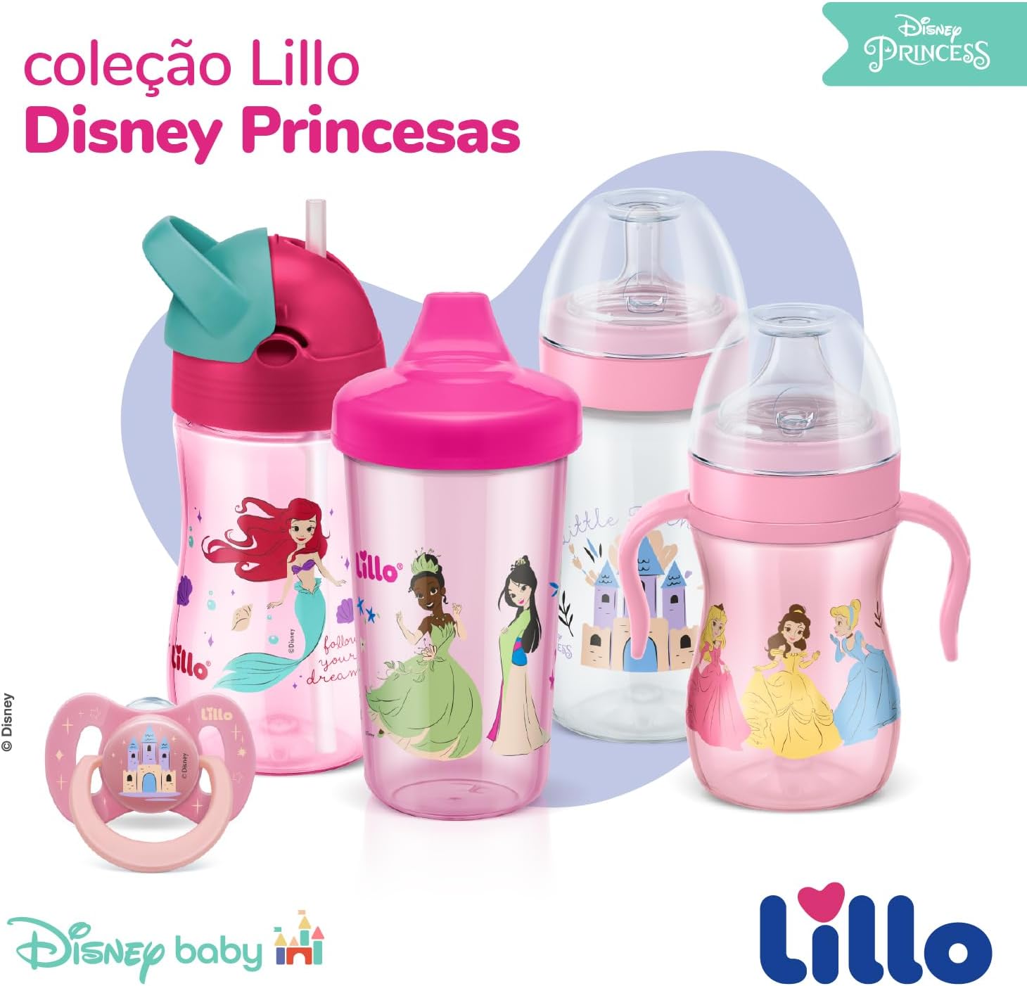 Lillo Copo Evolution com Canudo 300ml – Disney Princesas