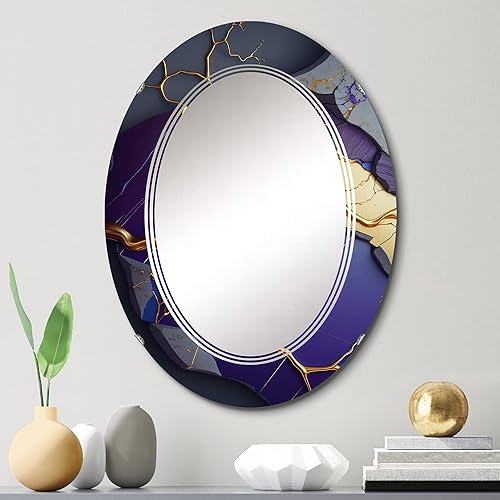 Miniatura 10 de Abstract Geode Purple I - Espejo de tocador, espejos de baño, espejos de pared para sala de estar, dormitorio, espejo redondo, grande, 24 x 24 pies,