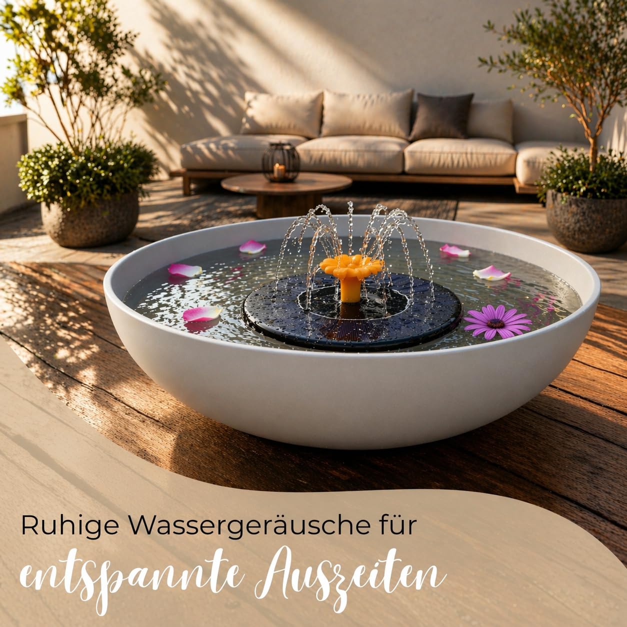 matches21 HOME & HOBBY Set di fontane solari per esterni, profondità 45 cm, colore grigio come fontana da giardino