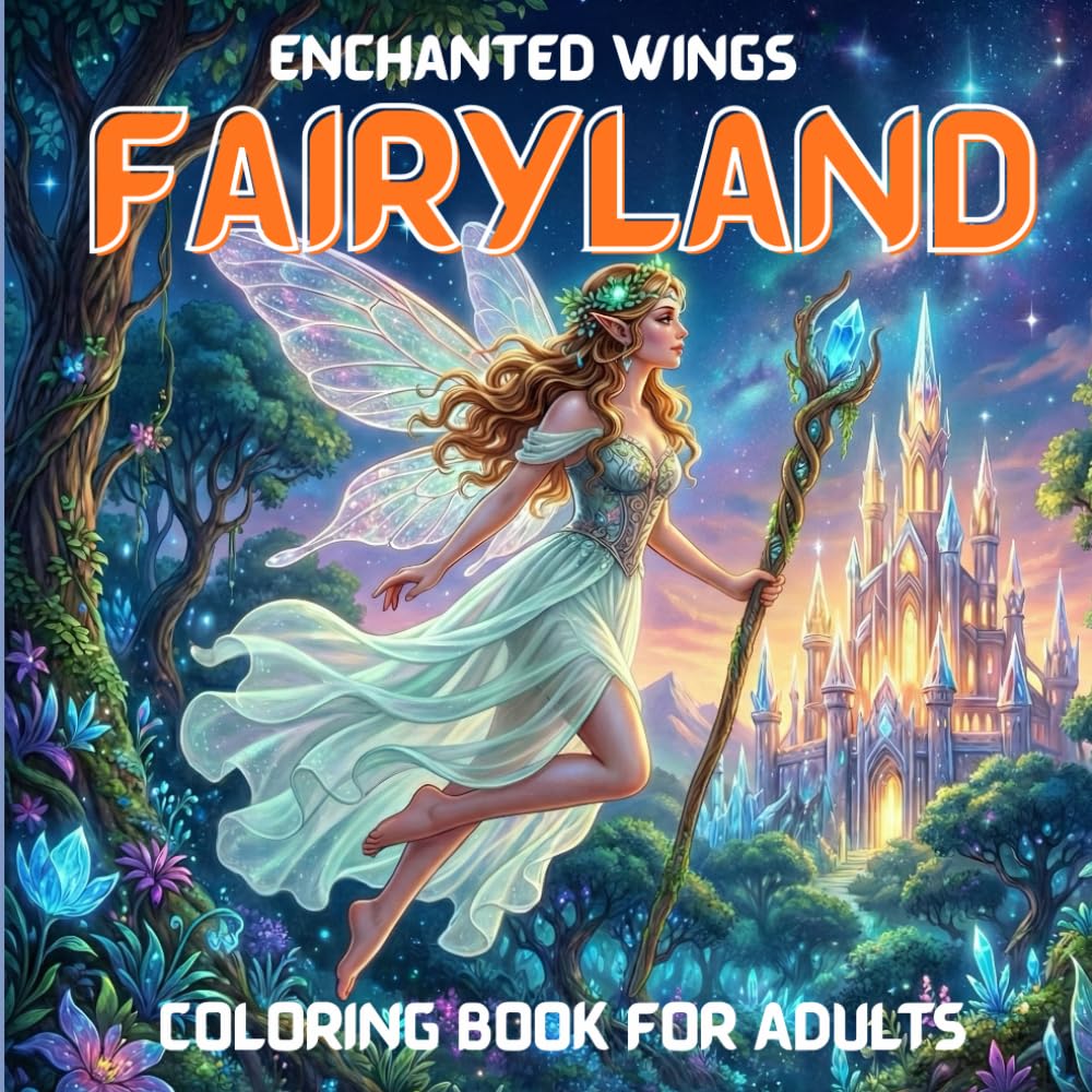 Enchanted Wings Fairyland Coloring Book For Adults: Intricate Fantasy Scenes of Magical Dwellings, Sky Realms, Castles, and Elegant Fairies for a Peaceful Creative Escape /