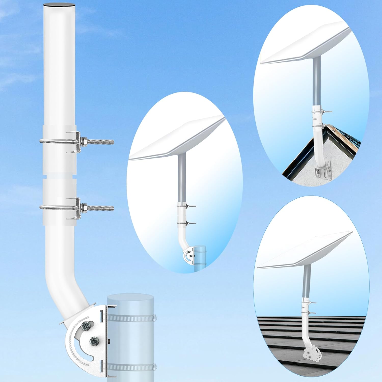 Starlink Mount, 12.6" Universal Roof Pole Wall Mounting