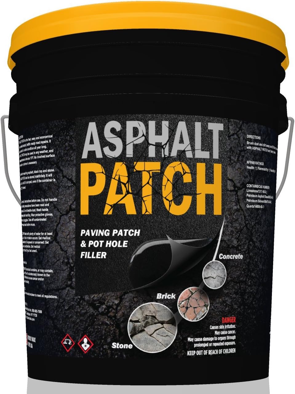 ASPHALT PATCH & POTHOLE FILLER 56 lb Pail | Pothole Repair Kit | Driveway Patch | Paving Patch - 5 Gallon Pail