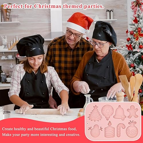 Miniatura 5 de Dohia Moldes de silicona navideños para chocolate y dulces, reutilizables y antiadherentes, moldes para hornear pequeños caramelos D1-SDGJMJ (rosa