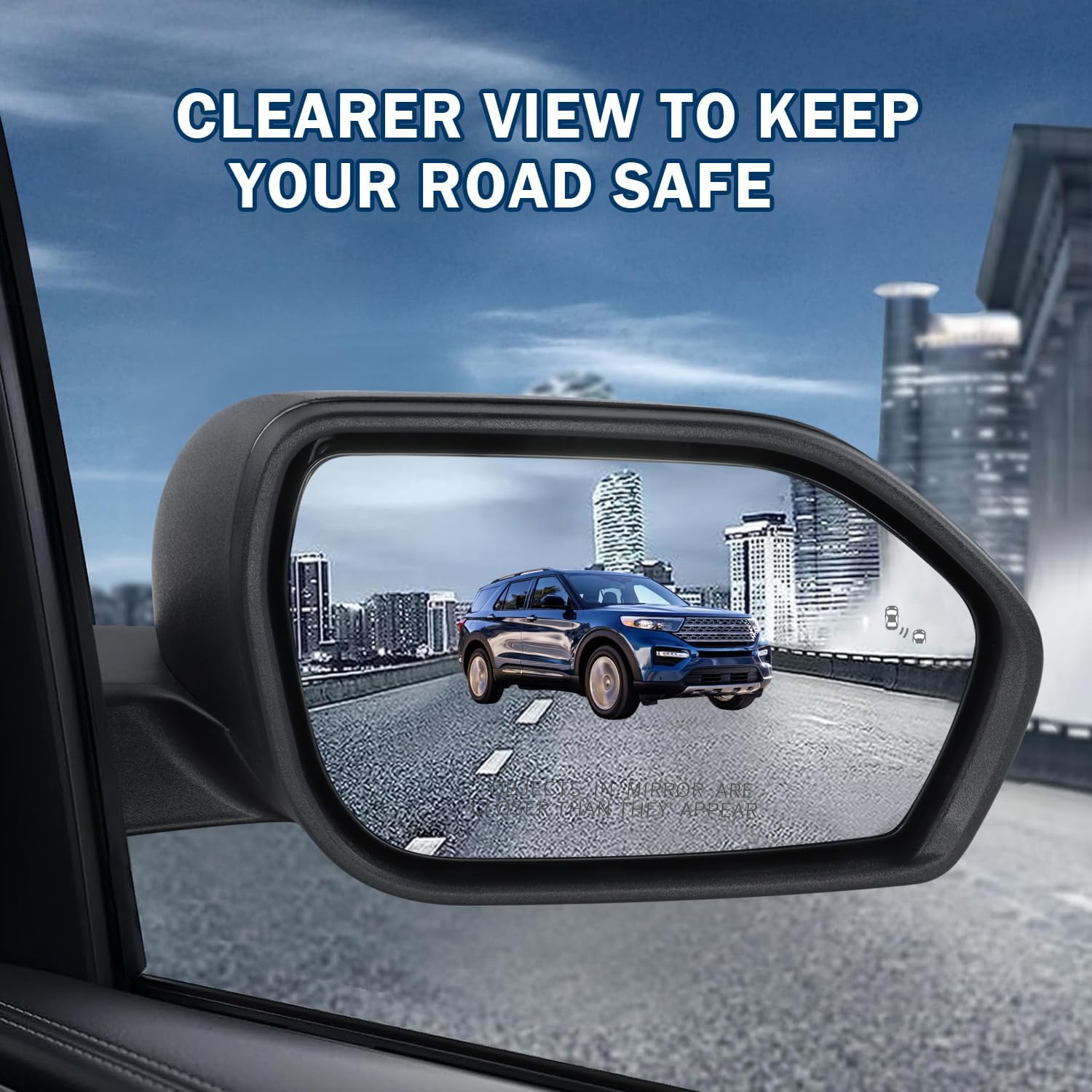 Right Passenger Side Mirror Compatible With 2020-2026 Ford Explorer With Manual Folding Power Glass Blind Spot Black Replace#LB5Z17682AA(5Pins)