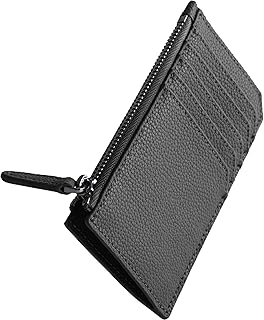 [HIGH FIVE] フラグメントケース 牛革 薄型 財布 カードケース 小銭入れ マチ付き スマートウォレット レディース メンズ ブラック