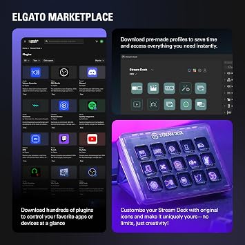 Elgato Stream Deck + White, audio mixer, live production and studio controller, content creators, for streaming, gaming, customizable touch bar, rotary regulator and LCD keys, Mac and PC