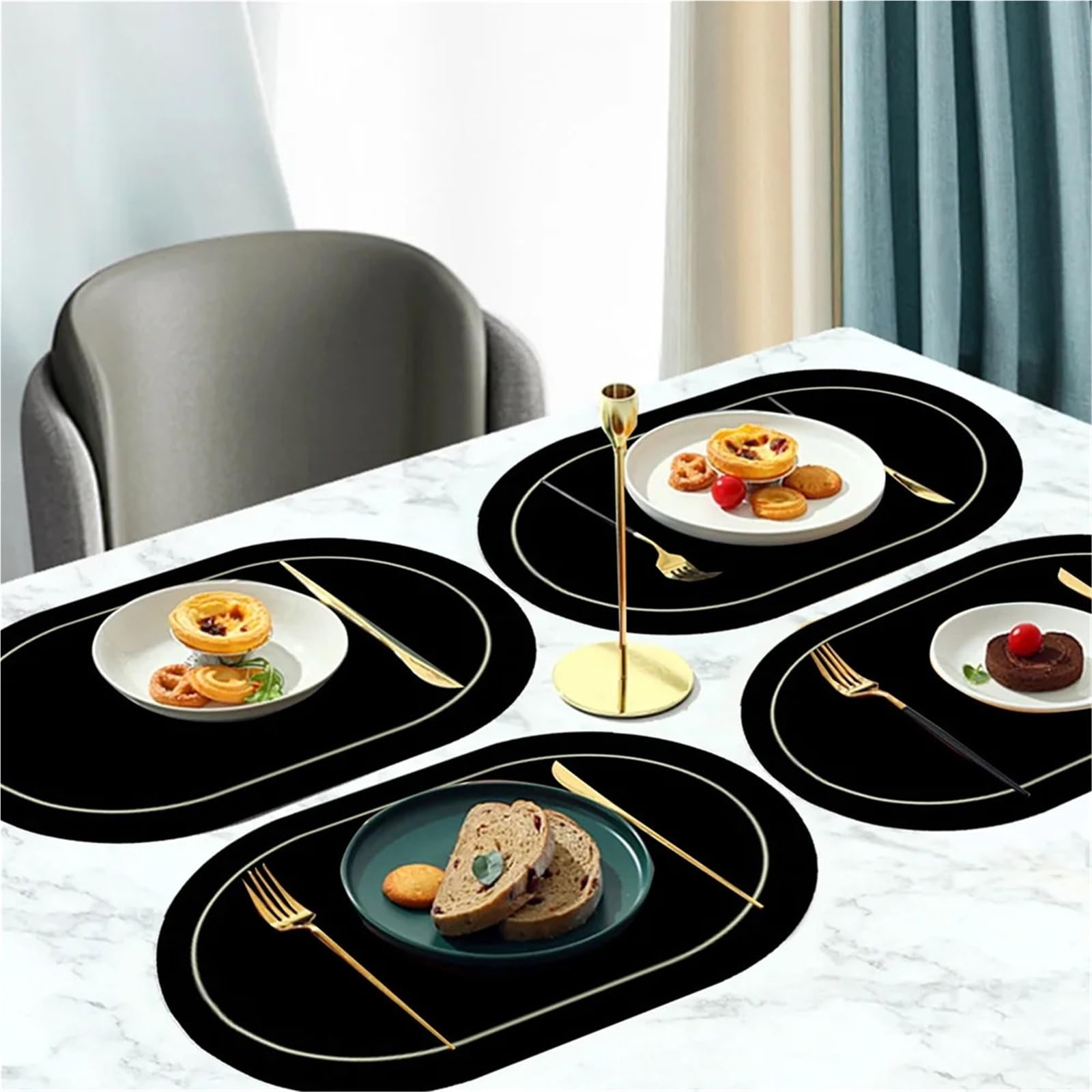 Faux Leather Placemats Sets de Table ovales lavables en Cuir synthétique, résistants à la Chaleur, faciles Nettoyer for Cuisine et Salle Manger(Pink,4PCS 45x30CM)