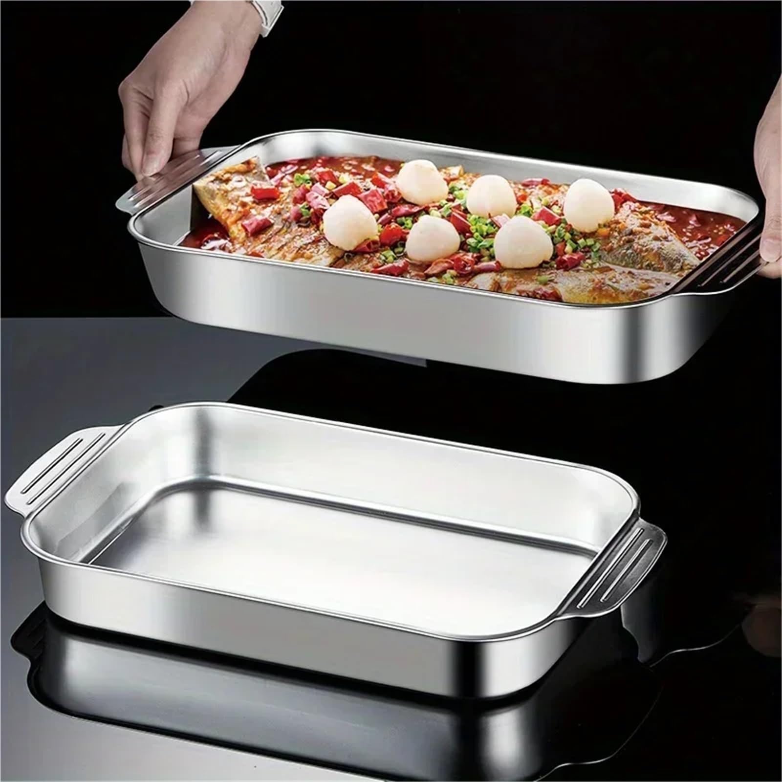 Tiefes Backblech, Edelstahl-Bräter, Antihaft-Grillbleche, Ofenzubehör, Backwerkzeuge, Küchenzubehör FüR Zum Backen(S)