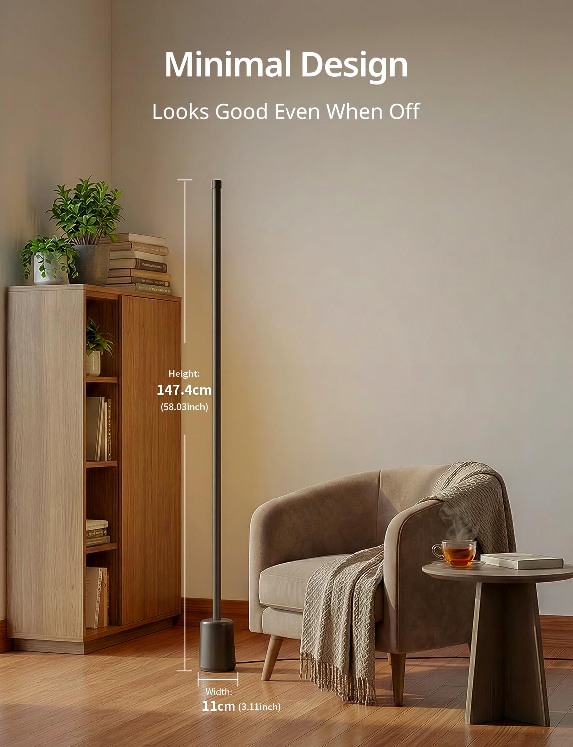 Ailofy Lampada da terra angolare, lampada LED RGBW da 1500 lm, compatibile con Alexa e Google Assistant, 16 milioni di colori fai da te, sincronizzazione musica, controllo app, moderna lampada da