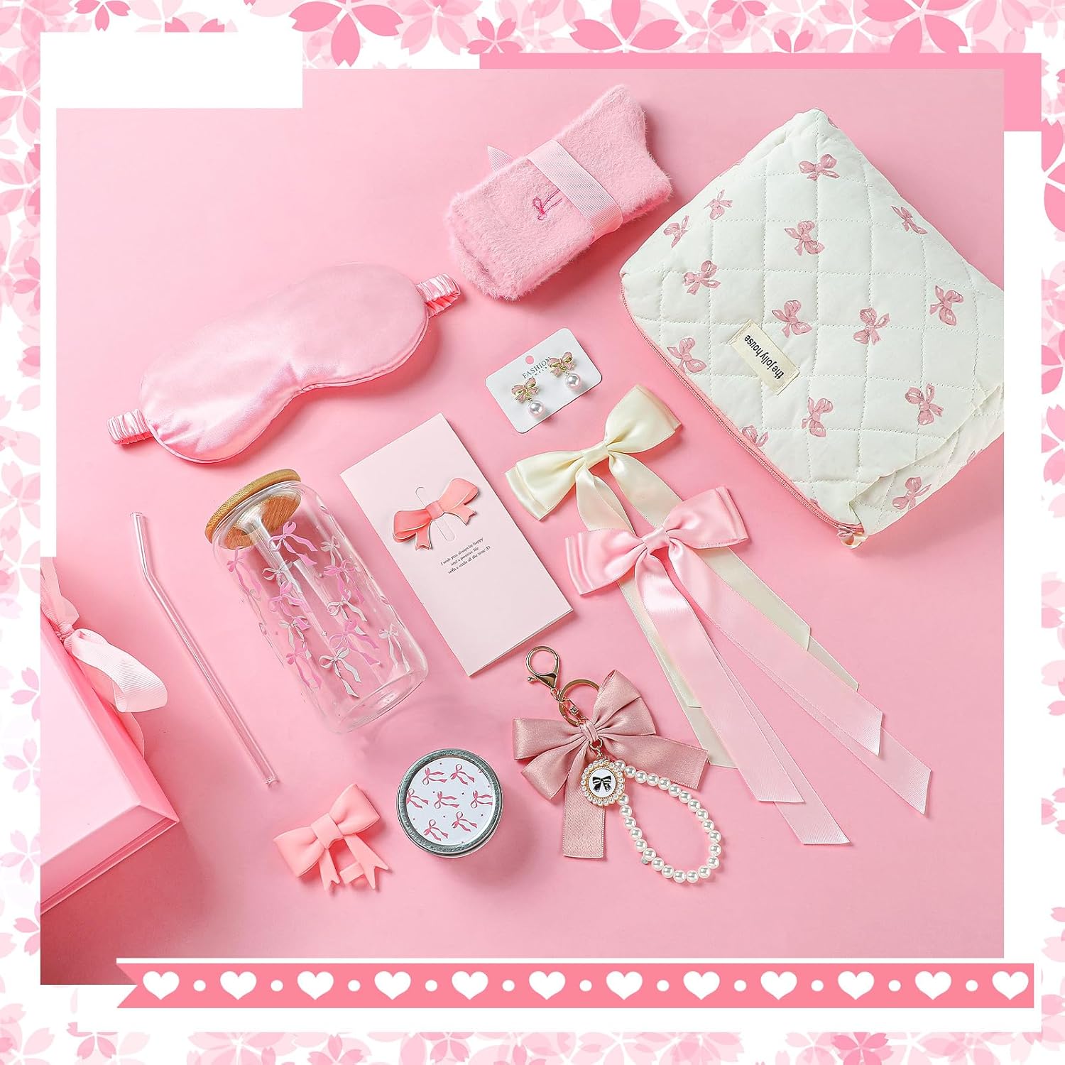 Skylety Pink Bow Gift Baskets for Teen Girls, Women Valentines Galentine's Gifts Trendy Stuff Coquette Teen Girl Birthday Box Gift for Her, Sister Friend Women Sweet 16th 18th 21st Box Set - Image 4
