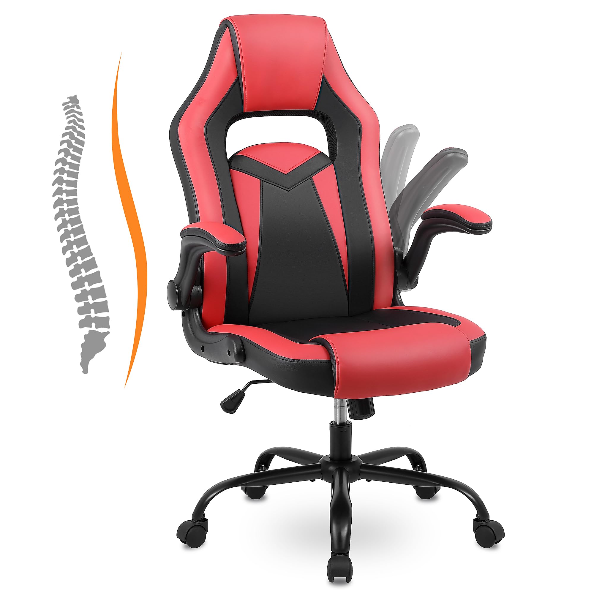 Youhauchair Silla Gaming, Silla Gamer con Rposabrazos Abatibles, Silla Escritorio Ergonomica de Polipiel, Cadeira Gaming para Hogar y Oficina, Sillas Gaming Ergonomica hasta 150 kg.