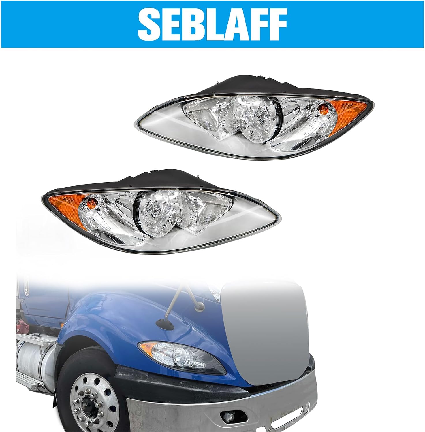 2008-2016 Truck Chrome Headlights L R International ProStar Replacement for 3596016C93 3596015C93