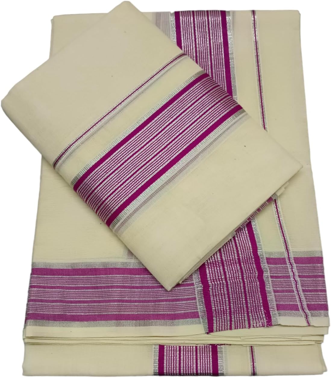 SKT Shree Kalaivani textileSKT Silver Kasavu Fancy Single Setmundu With Border