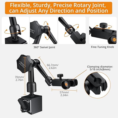 Miniatura 41 de Neoteck Indicador de dial digital y base magnética con estuche de almacenamiento de 0-1 pulgada/1.000 in, 0.0005 pulgadas/0.000 in, herramienta