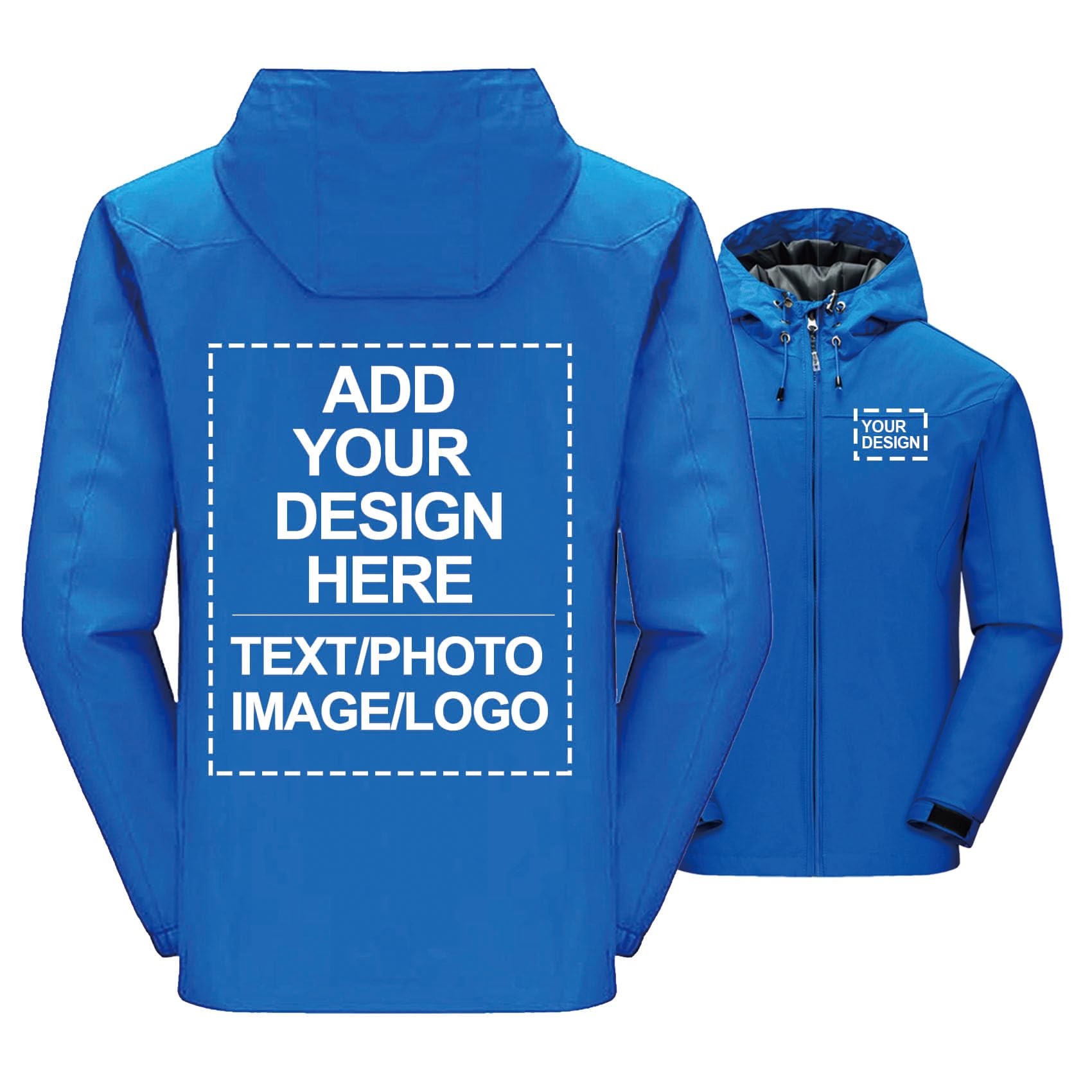 Personalisierte Softshelljacken Herren Regenmantel Wasserdicht Winddicht Atmungsaktiv Windbreaker Vorderseite Rückseite DIY Arbeitskleidung Individuelles Logo Text Foto