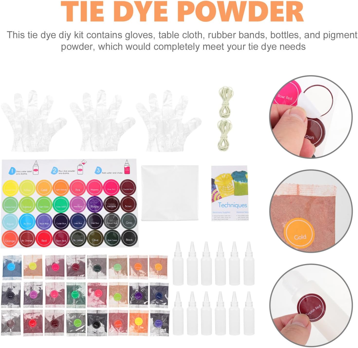 Powder Dye Kit for Adults and Children, 24 Colors, 60ml Halloween