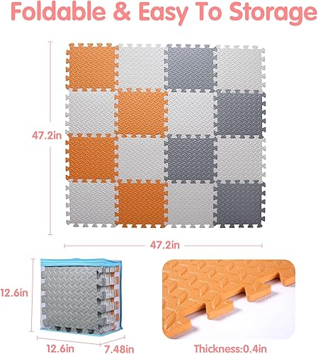 Miniatura 8 de Tapete de juego de espuma (16 piezasjuego), tapete de juego multicolor para bebé, tapete de espuma EVA no tóxica entrelazada, tapete de juego