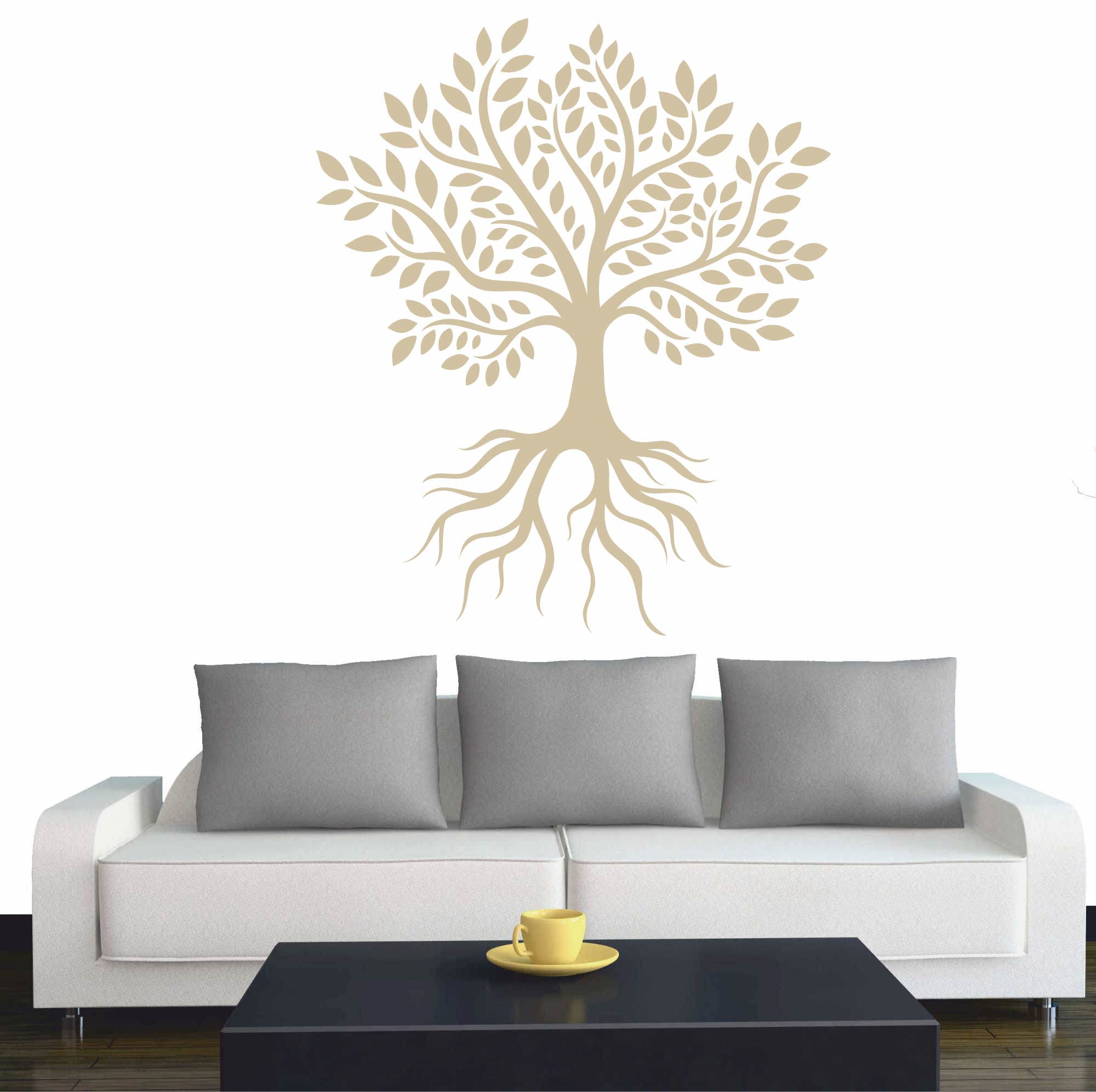 INDIGOS UG - Decalcomanie da muro - adesivi da parete - Murale - albero della vita, 5, 120 x 120 cm - beige, decorazione da parete - Decorazione per soggiorno, camera dei bambini, ufficio, scuola