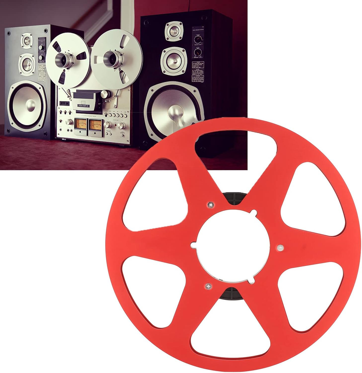 Nab Take Up Reel to Reel Tape, 1/4 10 Inch Empty Aluminum Recording Tape Reel To Reel Recorder Accessory Empty Disc Opening Machine Parts for Nab (Red)