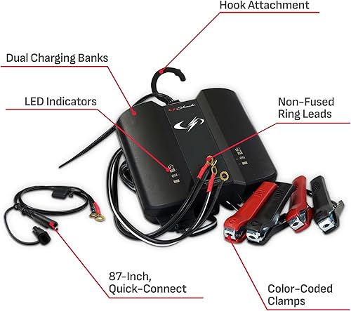 Miniatura 6 de Schumacher Electric Cargador y mantenedor de batería de coche de dos bancos 2A, solución 2 en 1, carga simultánea, para baterías de 6V/12V Power
