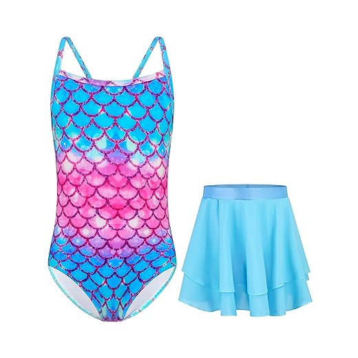 Maiô para meninas, peça única, roupa de banho sem mangas, saias combinando, para crianças, natação, surfe