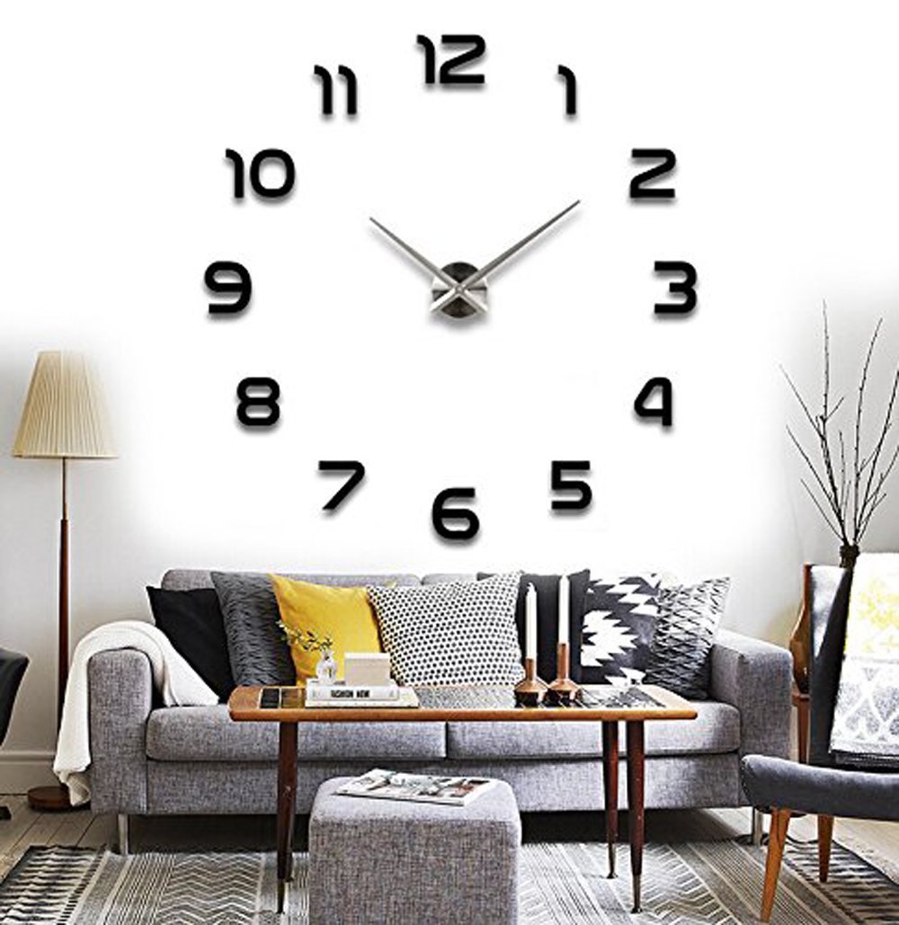 Orologio Da Parete 3D Fai Da Te FlyRay, Numeri Arabi, Adesivi Murali, Moderno, Nero, Per Soggiorno E Camera Da Letto