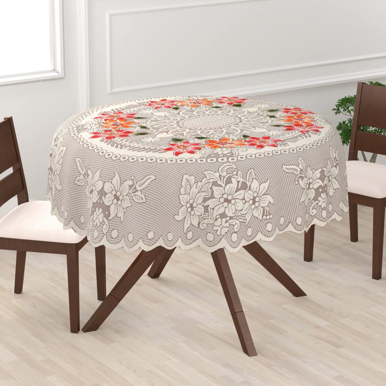 ARPAN INDUSTRIES Cotton Flower Design Round Table Cover For 4 Seater And Kitchen Dining Room Restaurant Party Decoration (Rust) (B0BGQ5GGK6) Amazon Price History, Amazon Price Tracker