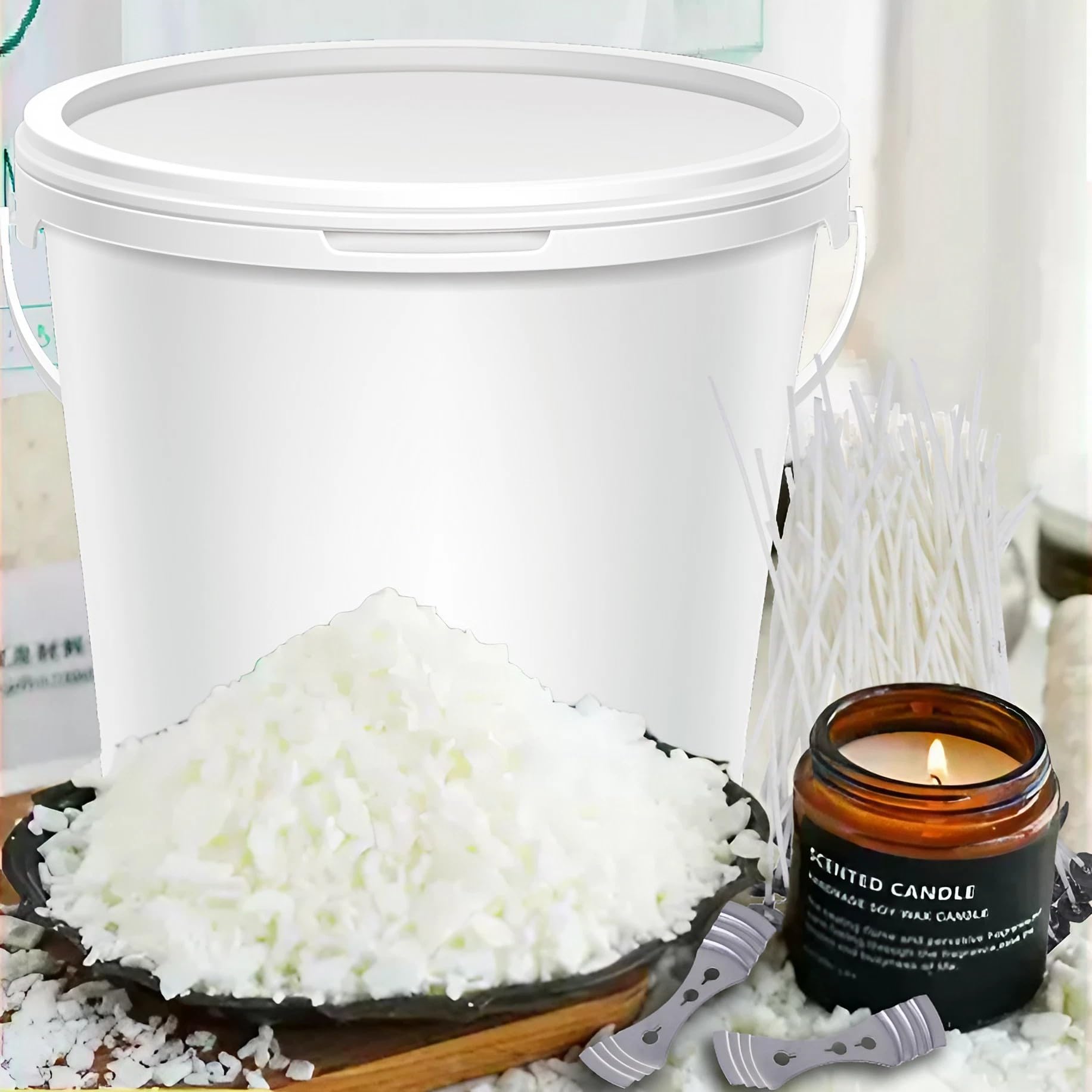 Niceme Organic Soy Wax Candle Making Kit, 5.5Lb Natural Soy Wax Flakes for Container Candle Making Supplies with 100 Cotton Candle Wicks & Wick Stickers 2 Centering Devices Holders