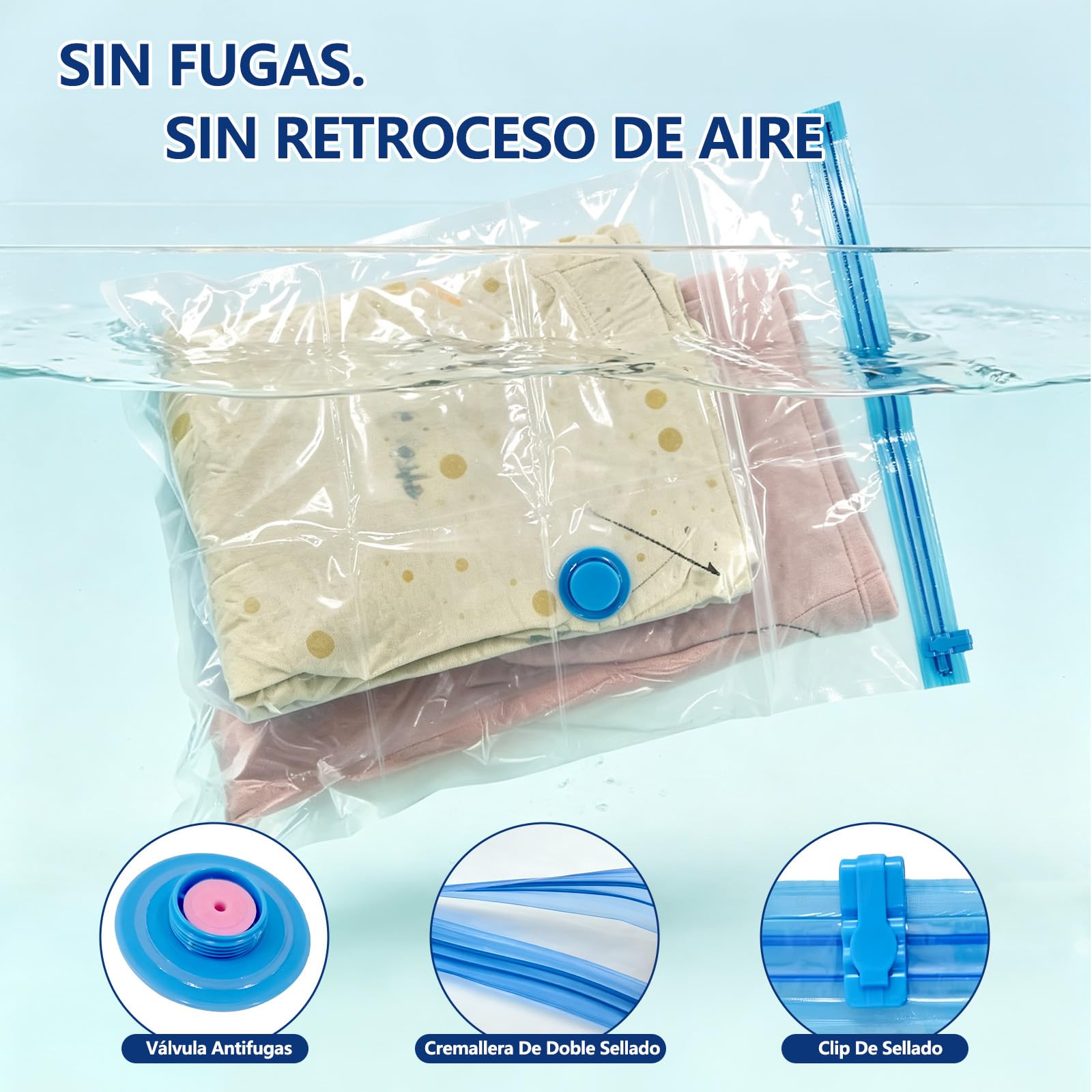 Bolsas Vacío Ropa Viaje con Bomba Eléctrica, 20 uds, 4 Tamaños | Material PA+PE extra grueso,Resistente a desgarros,Reutilizable,Mezcla de tamaños 40×60/50×70/60×80/80×100 cm