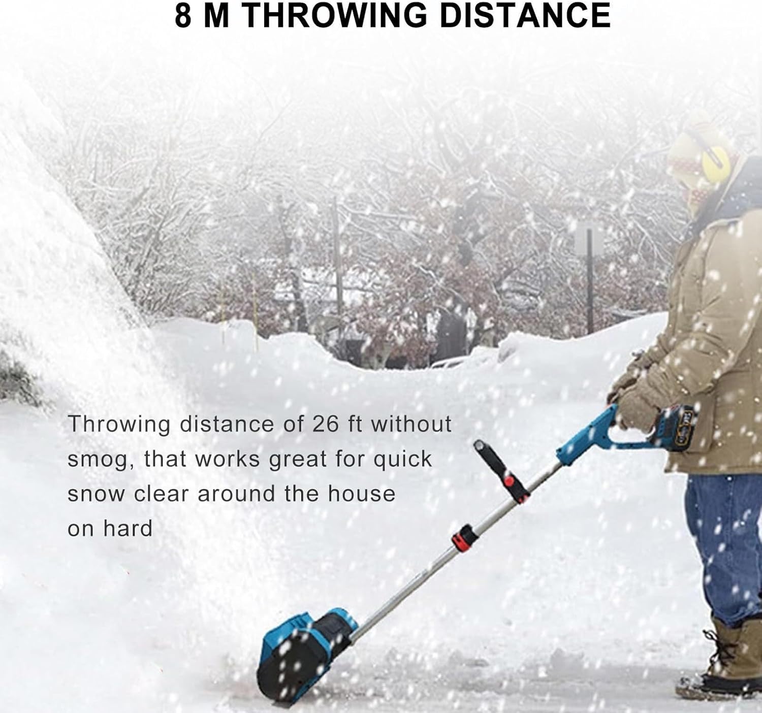 1200W Cordless Snow Shovel, 21V Automatic Snow Blower, Electric Shovel for Digging(2xBattery)