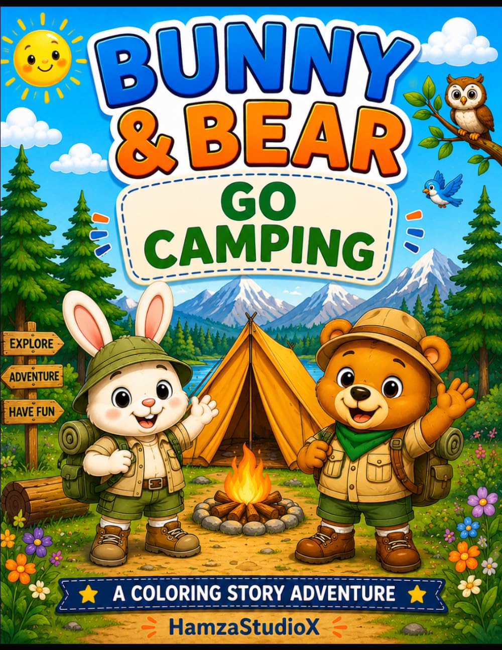 Bunny & Bear Go Camping: A Fun Coloring Story About Camping, Nature, and Adventure (Bunny & Bear Adventures)