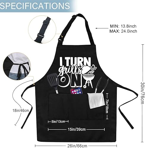 Miniatura 8 de Delantales de parrilla para hombres, espalda de Cnavas Corss con bolsillos grandes, delantales de chef ajustables, regalos divertidos para hombres