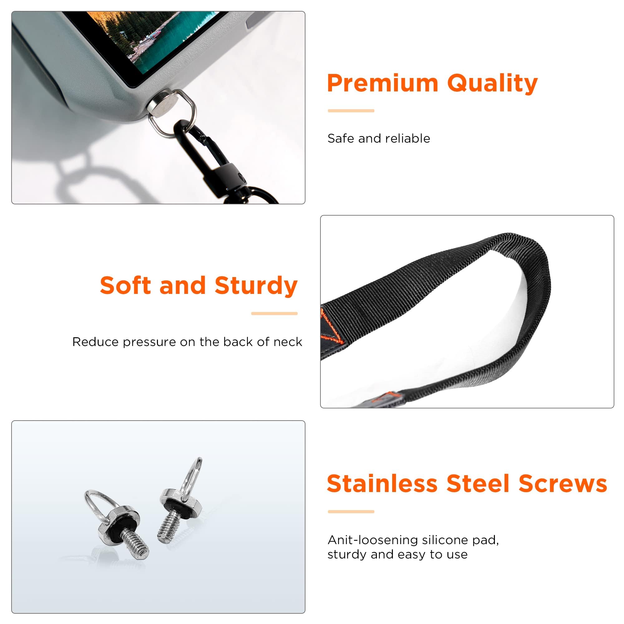 Cinghia A Tracolla CYNOVA Per Telecomando DJI Mini 4 Pro / RC 2 / RC Pro – Regolabile Fino A 132 Cm, Con Viti In Alluminio CNC, Accessorio Di Sicurezza - 2