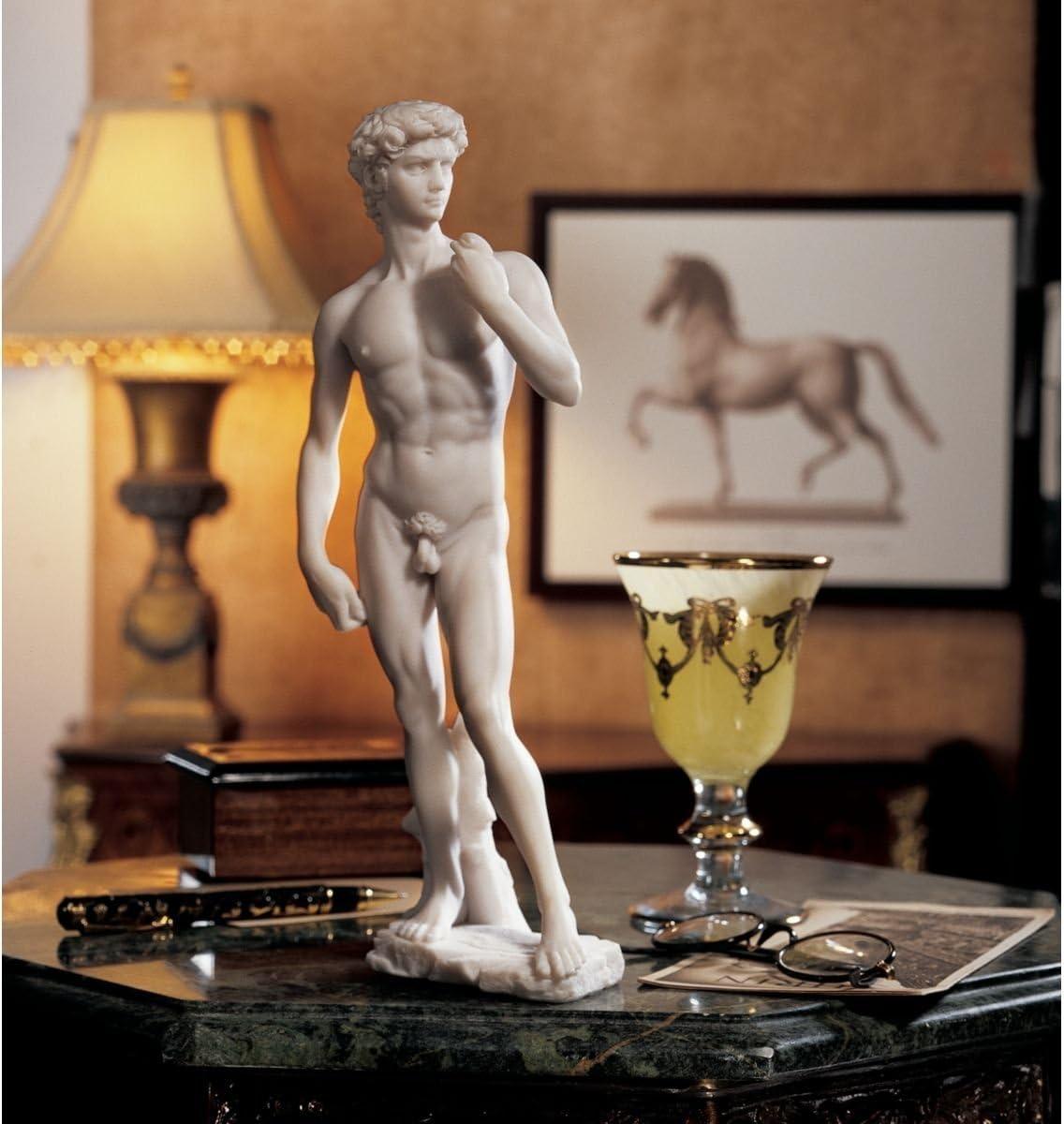 Top Collection 12" Michelangelo David Statue Replica - White Marble Finish, Museum Quality Detail