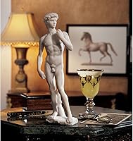 Top Collection 12" Michelangelo David Statue Replica - White Marble Finish, Museum Quality Detail