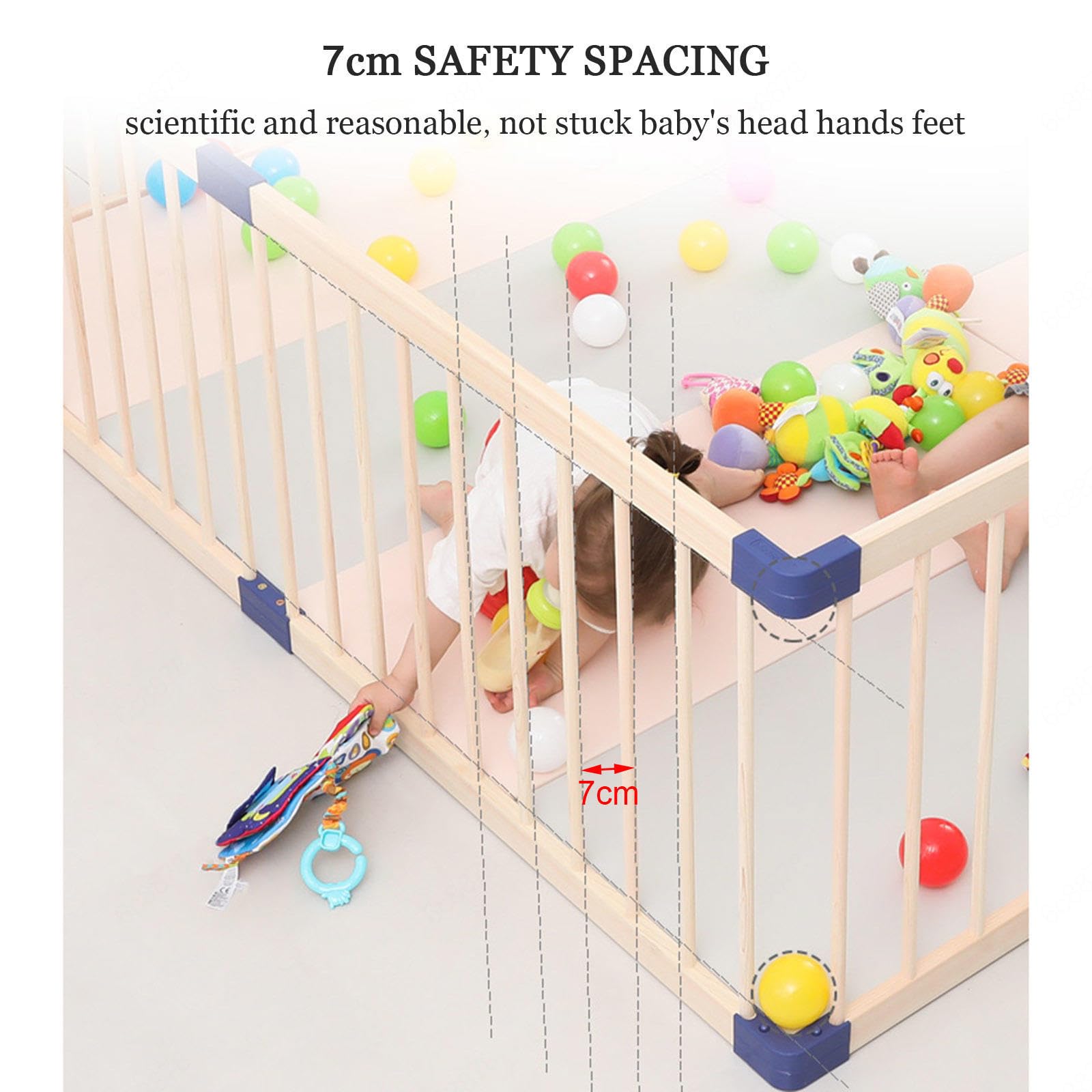 Box Pieghevole per Bambini, Recinto in Legno per Bambini, Box per Gattonare, Recinto Portatile per Bambini, Recinto per attività per Neonato, Grande Box Bambini,160x180cm