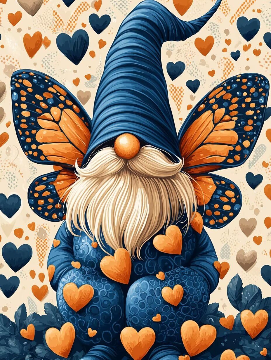 Malen nach Zahlen Erwachsene Schmetterling mit Zwerg, 70x90cm x-388 | Malen nach Zahlen Erwachsene Leinwand Kit, DIY Handgemalt Ölgemälde Set mit 3-Pinseln und Acrylfarbe für Wanddeko,Ohne Rahmen