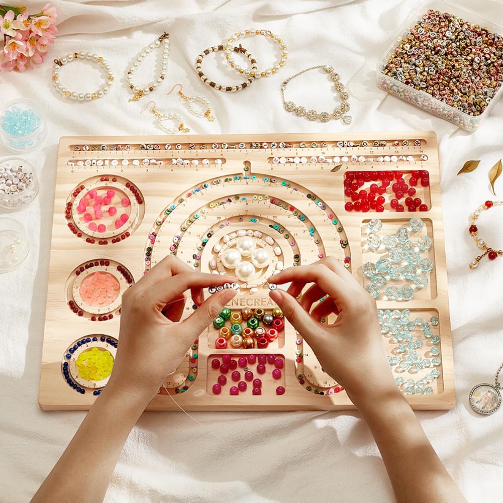 BENECREAT 38.5x30cm Wooden Bead Design Board Bead Making Supplies Beading Trays Mats for Bracelet Necklaces Jewelry Making DIY Design 1cm Thick - Image 3