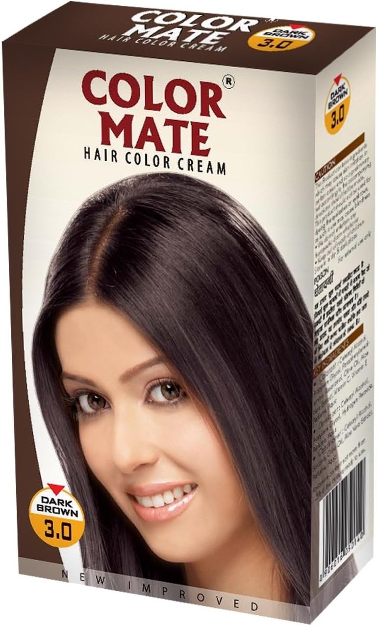 color mate hair color cream (2.0+2.0) (dark brown, pack of 2)