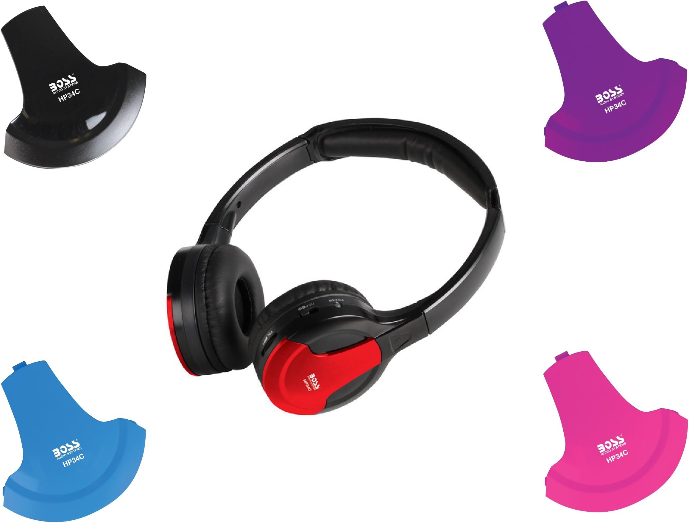 HP34C Dual Channel Foldable Wireless Headphone, Interchangeable Color Accent Caps, Multicolor