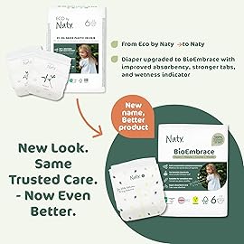 Naty BioEmbrace Baby Diapers Size 6 (35+ lbs) | 100% Biobased on Skin | Plant-Based Softness | Dermatologically Tested, Super Absorbent | 102 Count