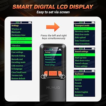Wireless Mini Barcode Scanner with 1.44 LCD Display, 1D 2D Bar Code Reader