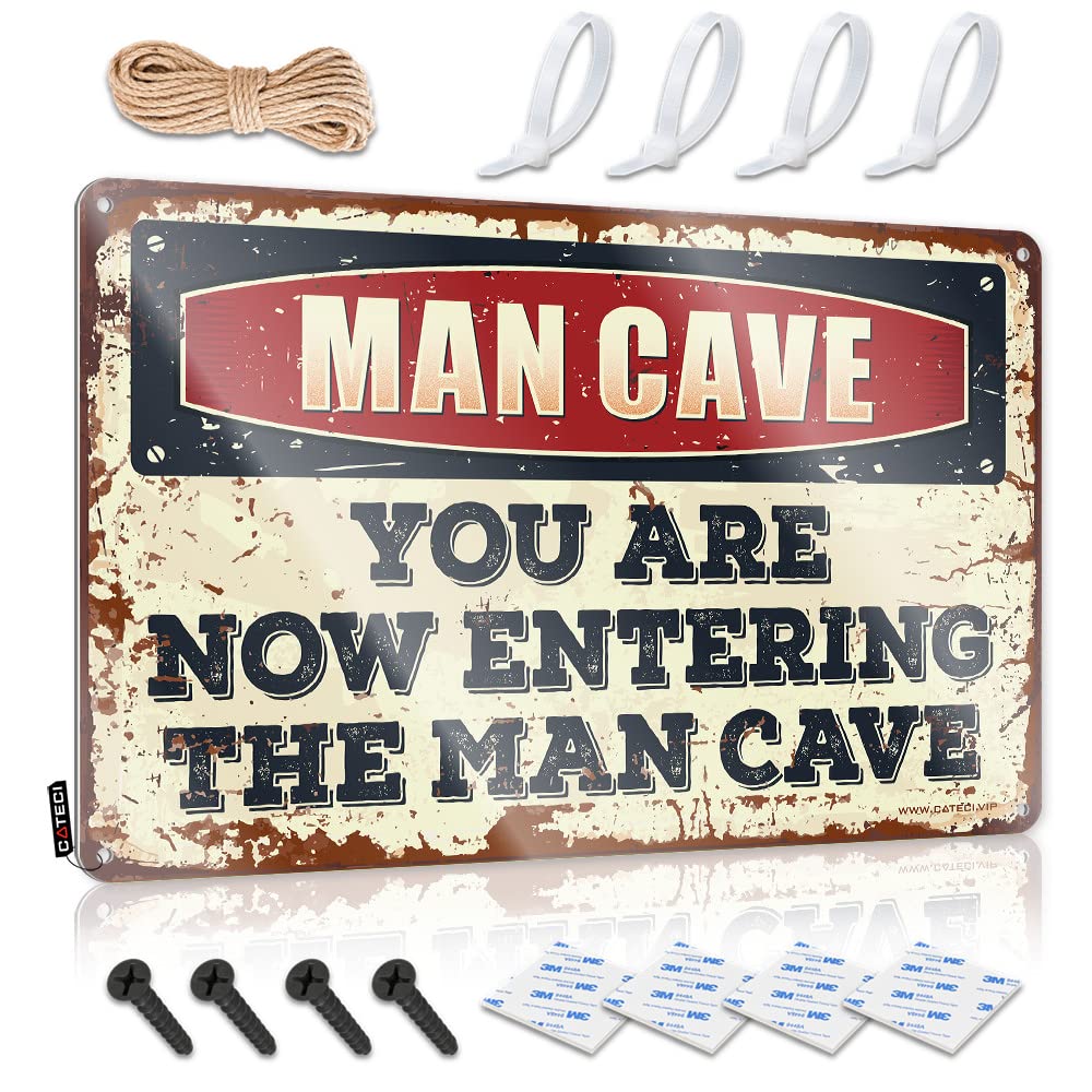 Funny Metal Bar Signs Caution! You Are Now Entering The Man Cave Sign Metal Signs Decor Decaor Sign(30X40CM)