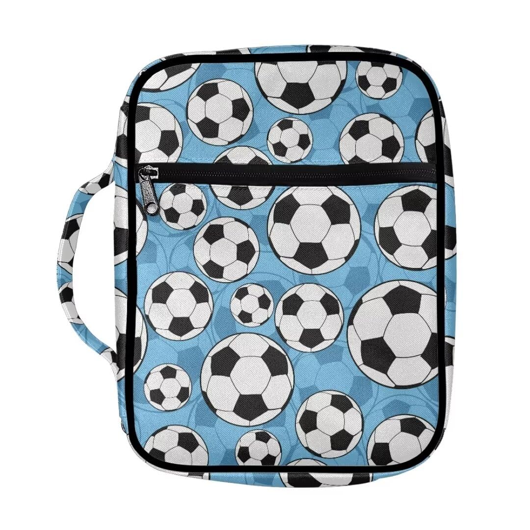 Coldinair Football Bible Cover for Boy Canvas Bible Case Tote Bag for Kids,Portable Carrying Book Case Church Bag Bible Protective with Handle and Zippered Pocket,Blue — image 1