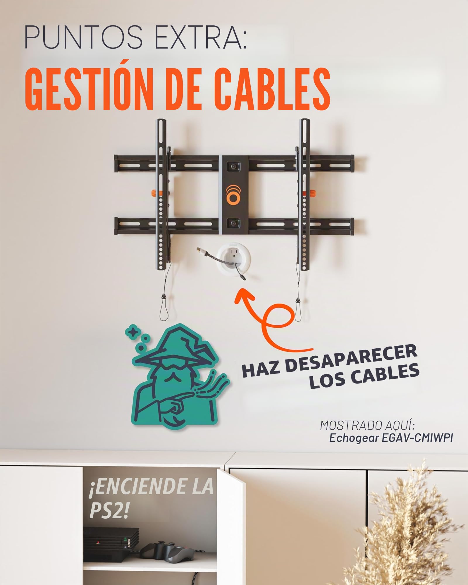 ECHOGEAR Soporte de Pared inclinable para TV con diseño de Perfil bajo para televisores de 40 "- 82" - Elimine el deslumbramiento con 10º de inclinación
