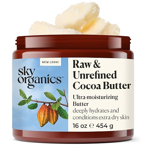 Sky Organics Cocoa Butter for Body, 100% Raw & Unrefined Ultra-Moisturizing Butter to Deeply Hydrate & Condition Skin, Promotes Smooth Skin Tone&Texture, Suitable for Tight or Dry Skin - Cocoa Butter