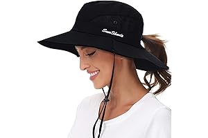 Women's Sun Protection Bucket Hat with Ponytail Hole