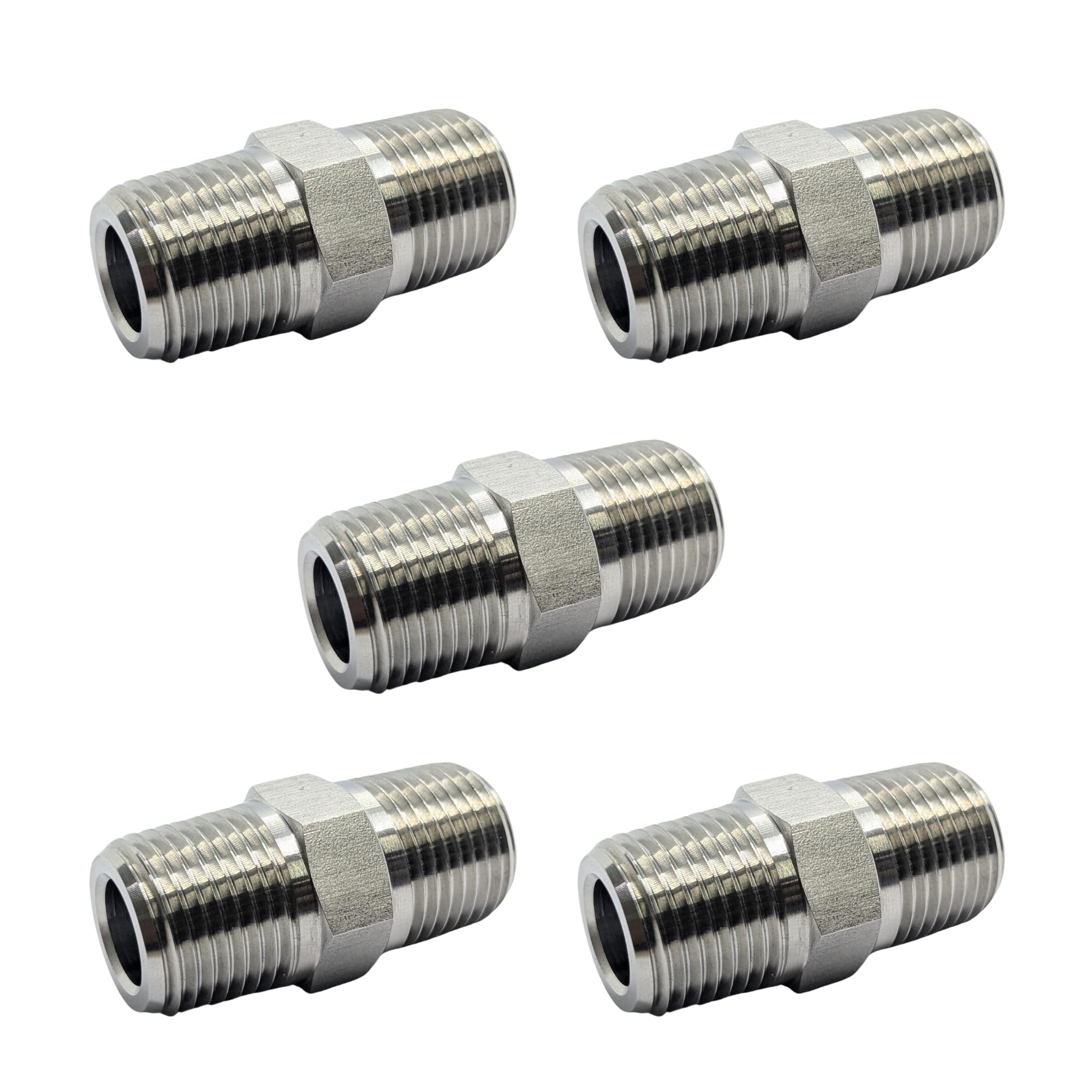 1/4 inch NPT Hex Nipple - Pipe Nipple - SS Pipe fitting - NPT Male Thread - SS304 - Pack of 5-image-35